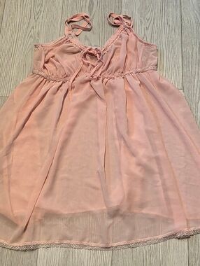 Savage X Fenty Blush Pink Sheer Lace-Trim Babydoll Chemise